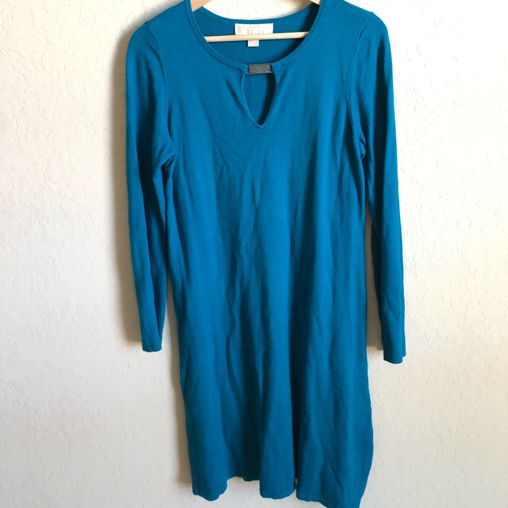 Michael Kors Blue Green Fitted Dress Size Medium